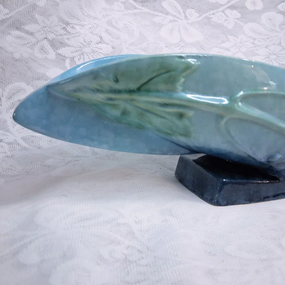 Vintage Roseville Pottery Wincraft Console Bowl Azure Blue Grapevine 228-12 - Picture 4 of 16